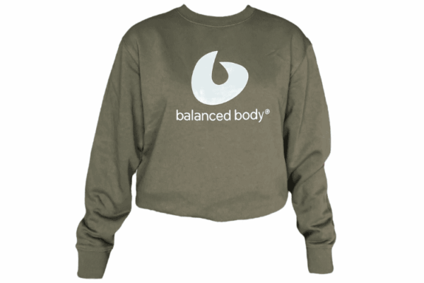 Bluza z okrągłym dekoltem Balanced Body z logo, oliwkowa.