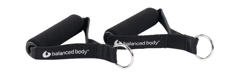 Ergonomiczne uchwyty Pilates Balanced Body z mocowaniem D-ring.