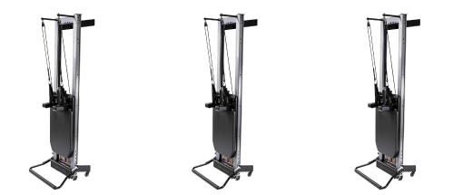Sprzęt Pilates Balanced Body z funkcją pionowego przechowywania.