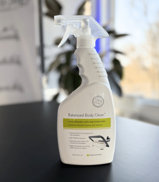 Balanced Body Clean spray bottle for Pilates equipment maintenance.